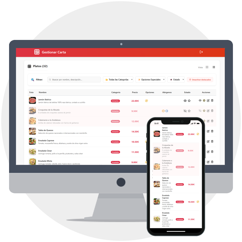 Gestiona Carta Digital QR