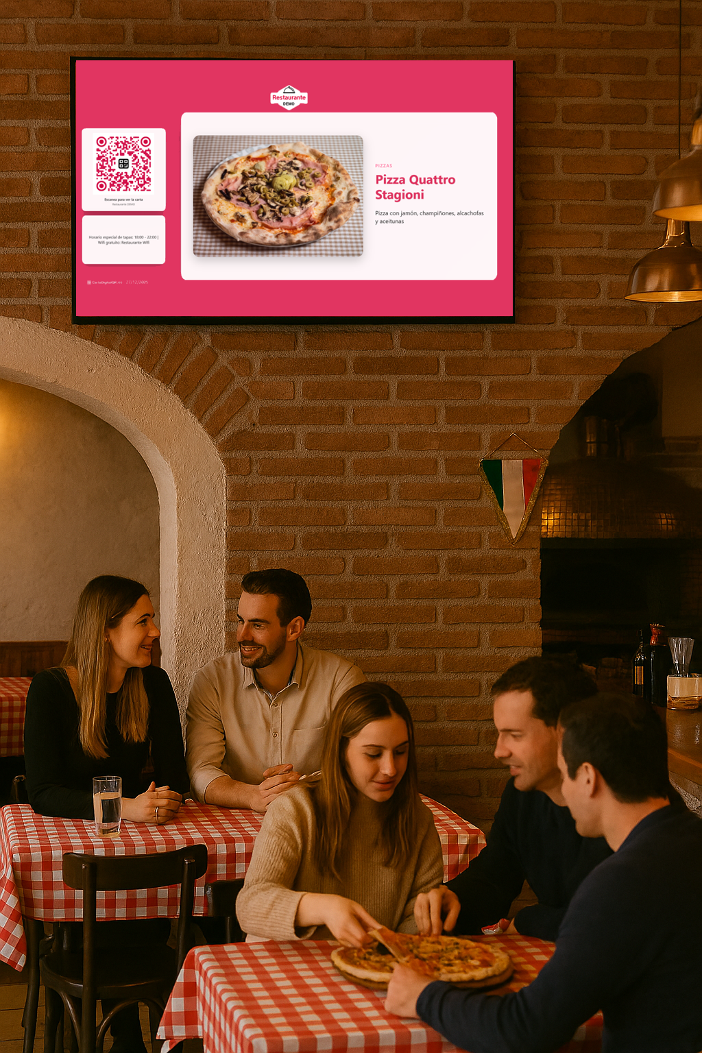 Muestra de menú en televisión