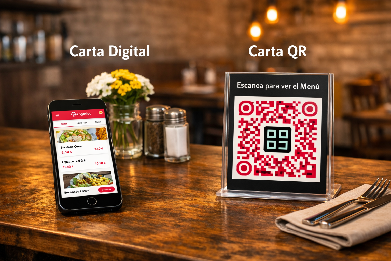 Diferencia entre carta QR y carta digital