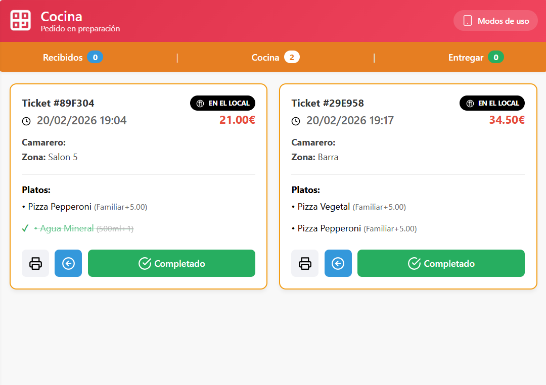 Gestiona pedidos Carta Digital QR