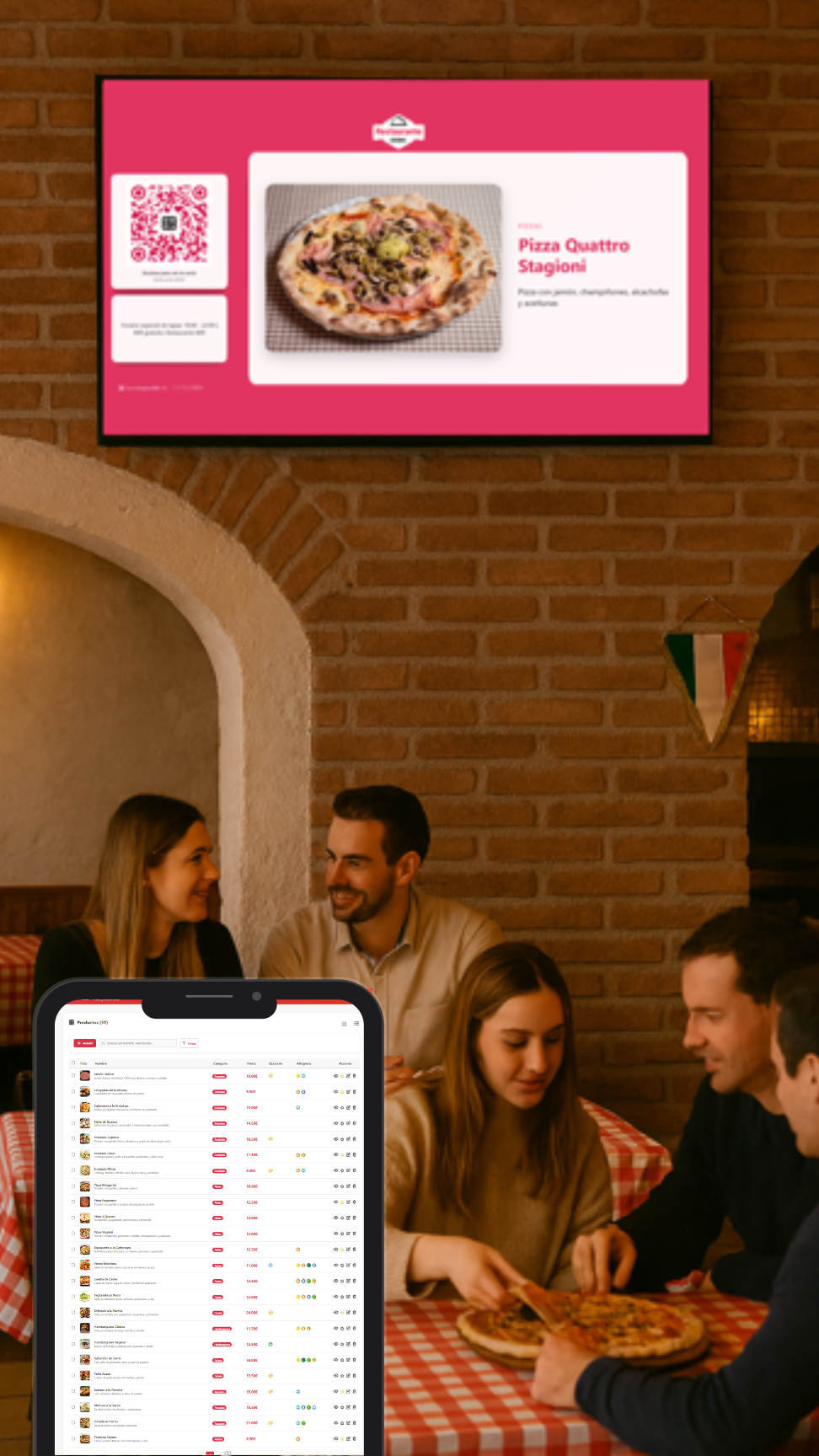 Exhibición de menú diario en pantalla TV de restaurante