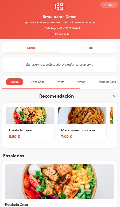 Demo carta digital QR